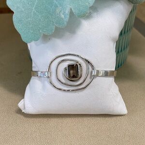 Handmade sterling silver/925 smoky Topaz or quartz bracelet